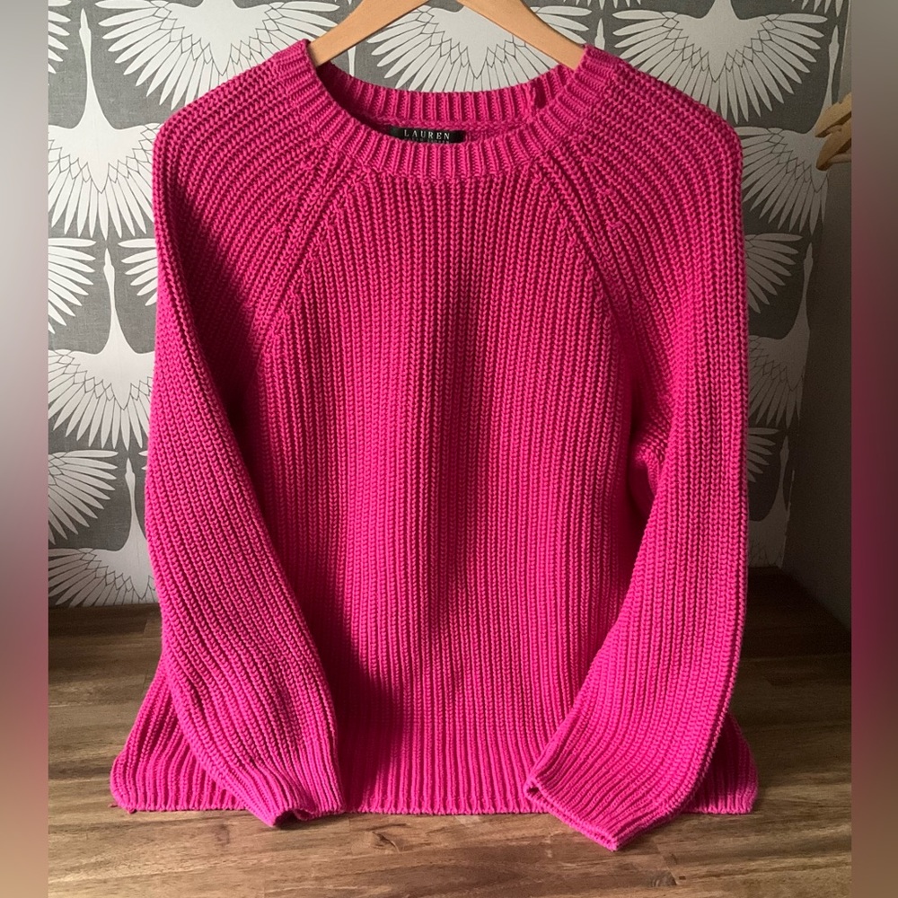 Ralph Lauren Chunky Knit Fuchsia Pink Sweater / Magenta Ralph Lauren Sweater